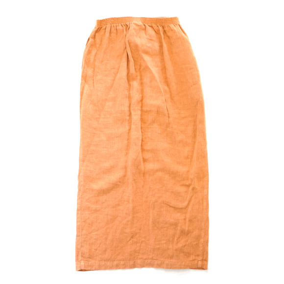 GERTIES Linen Long Pencil Midi Skirt Orange Small - Picture 2 of 4